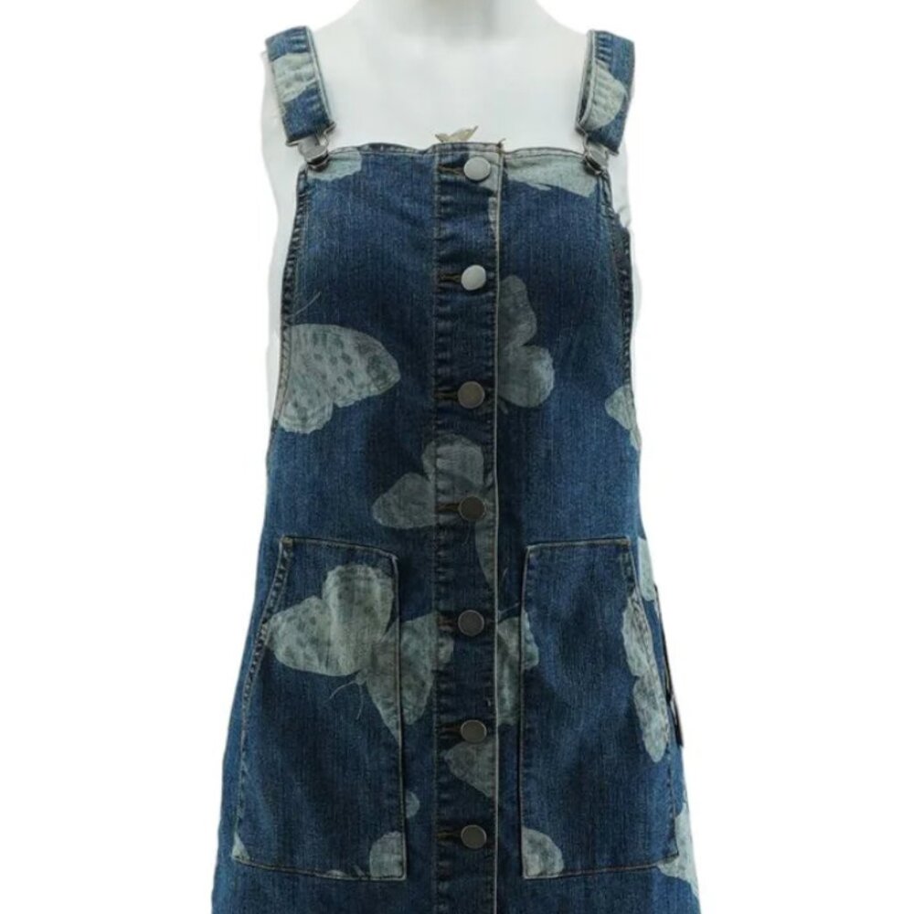 Blue & White Denim Overall Dress NWT